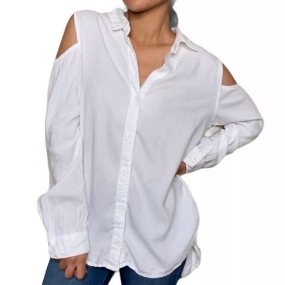 Cloth & stone white open shoulder blouse XS - Picture 1 of 12
